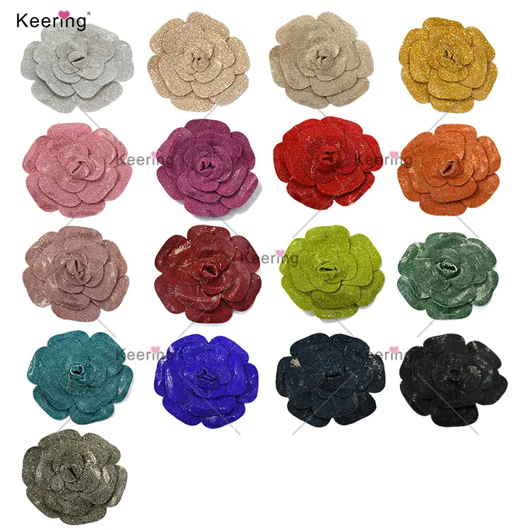 Sparkle Handmade Rhinestone Applique Big Crystal Roses DIY Accessories For Dress Hats Bags WBF-217 Keering