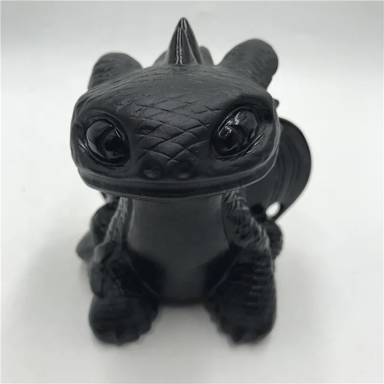 Wholesale Black Obsidian Toothless Carving Quartz Crystal Stone Dragon for Sale