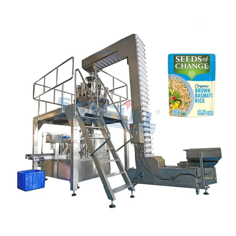 Automatic multihead weigher doypack packing machine ready rice quick cook ready to heat stand up pouch packaging machine