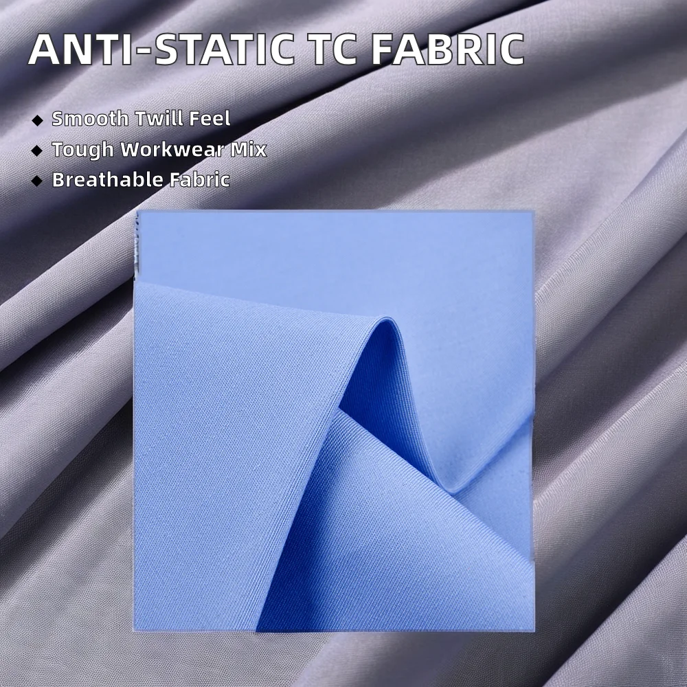 Anti-Static T/C 65/35 Garments Workwear Shirts Jackets Bags Twill Woven Style Polyester/Cotton Blend Fabric