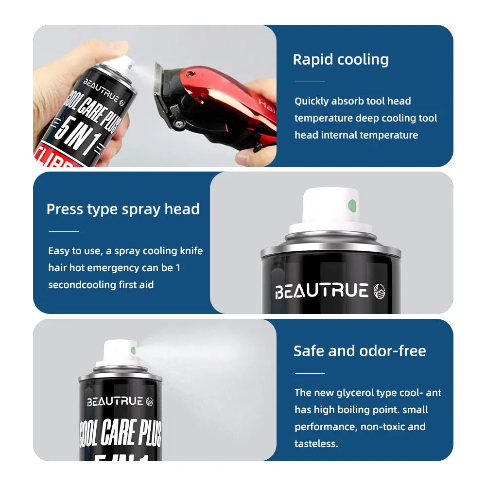 Professional Custom Wholesale 400mL 5 in 1 Clipper Cool Care Icer Blade Disinfecting Cleaner And Lubricant Barber Clipper Spray