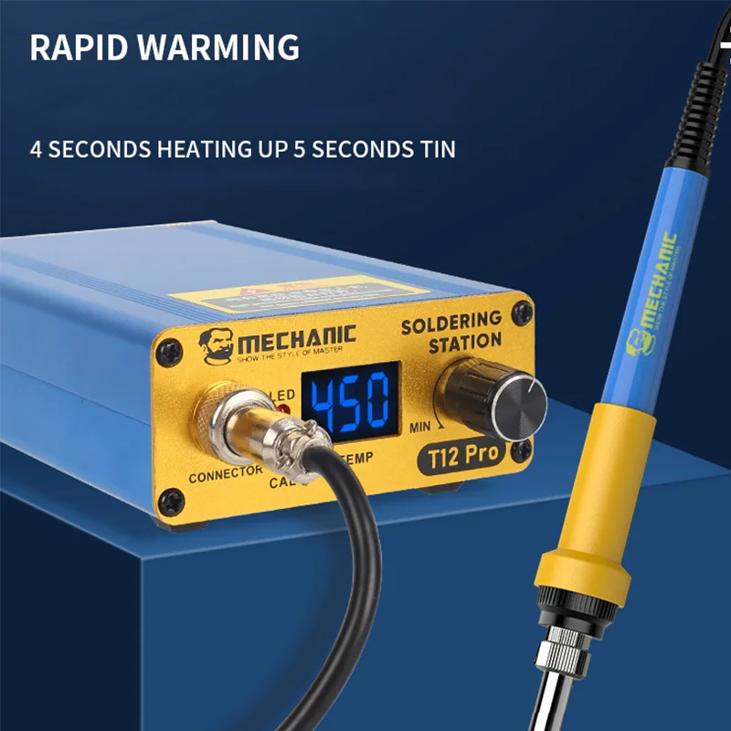 Mechanic T12 Pro Soldering Station Fast Heating Thermostatic 72W Soldering Iron For Motherboard Bga PCB Repair