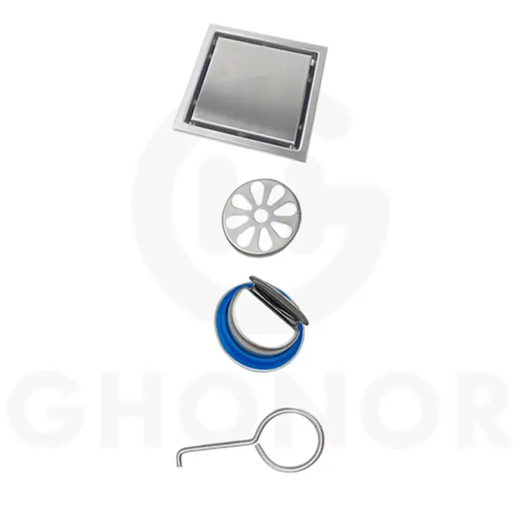 Bathroom Hidden Floor Removable Cover Square Shower Drain Sewer Deodorant Plastic Drains