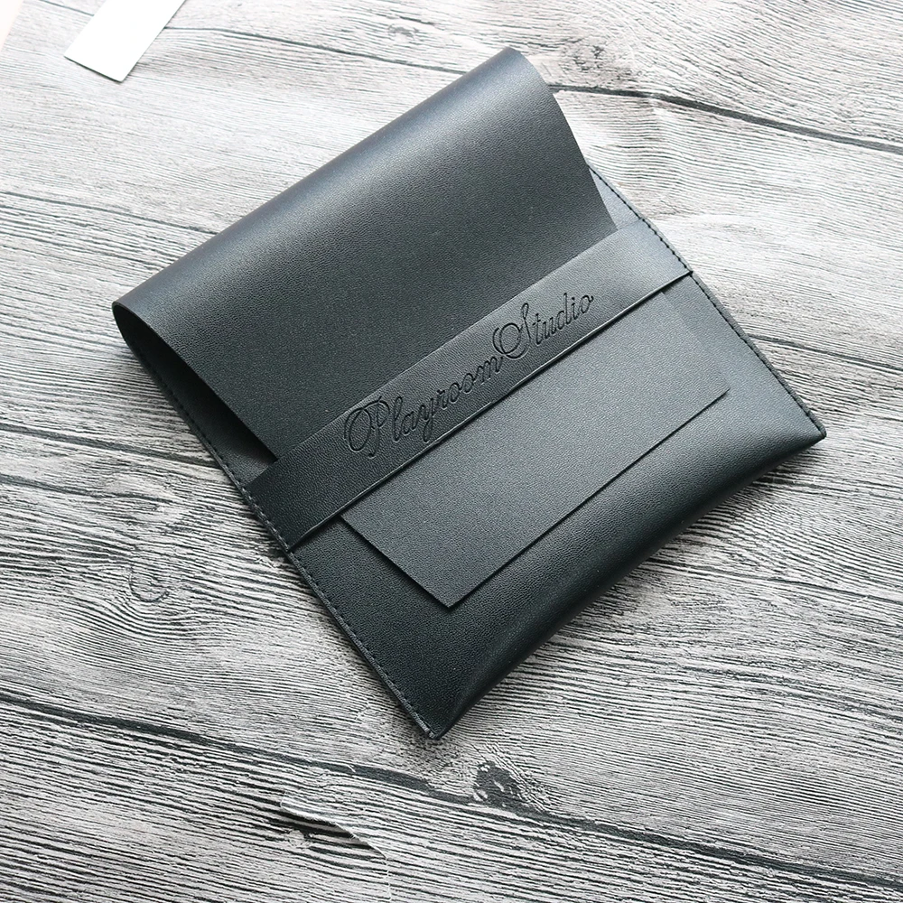 Leather Stationery Bag Pencil Case with Tuck in Flap