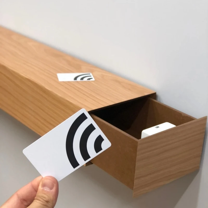 Современные полки для телевизора стойка проектора нестандартный Размер RFID замок NFC плавающая полка деревянная настенная со скрытыми ящиками