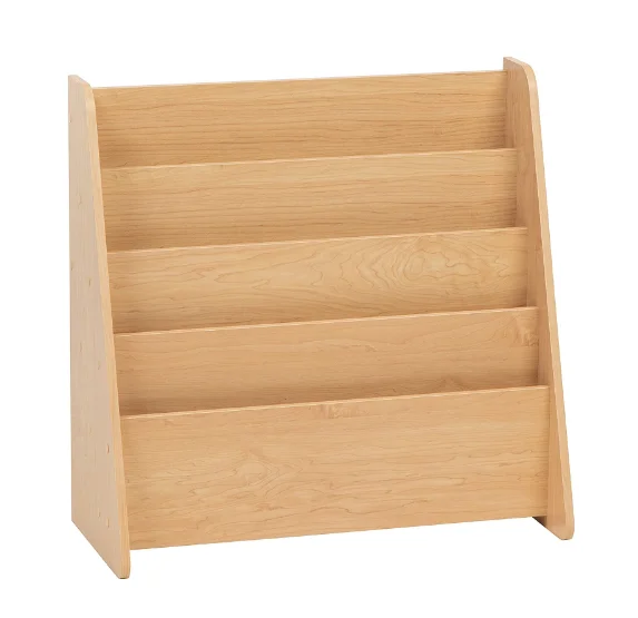 wholesale high quality 4 Pocket Light Brown wood Magazine stand wooden display rack for book storage