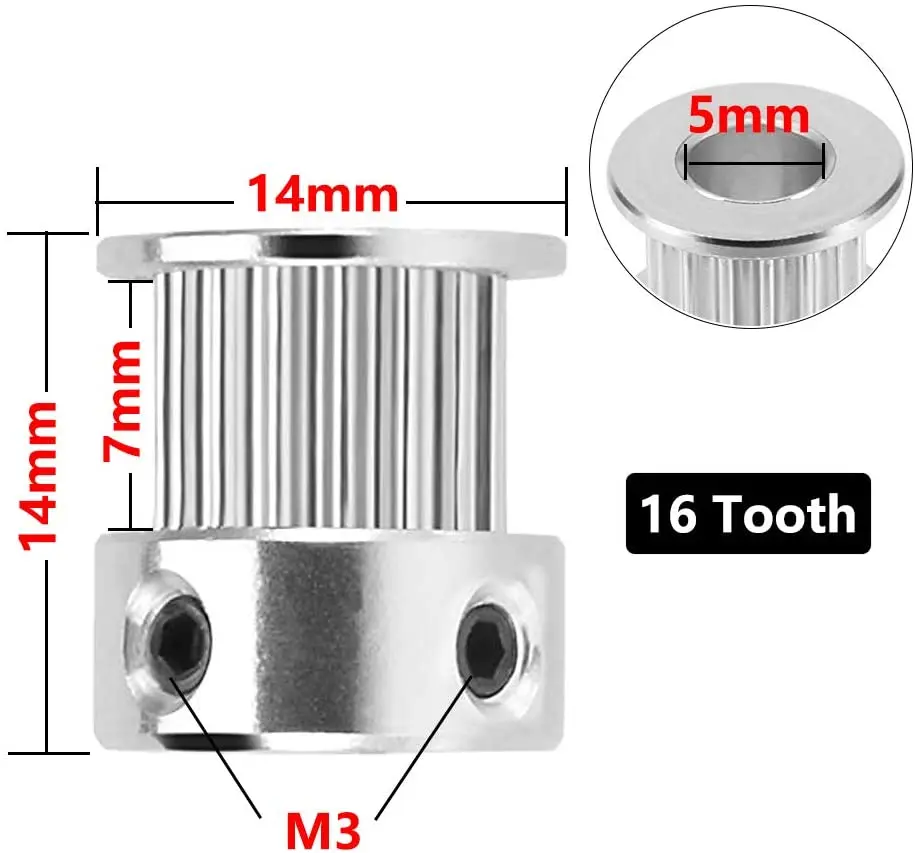 Ur Elk 3d Printer Parts Synchronous Timing 16teeth 20teeth Bore 5/6.35/8mm 2gt 6mm Timing Belt Pulley