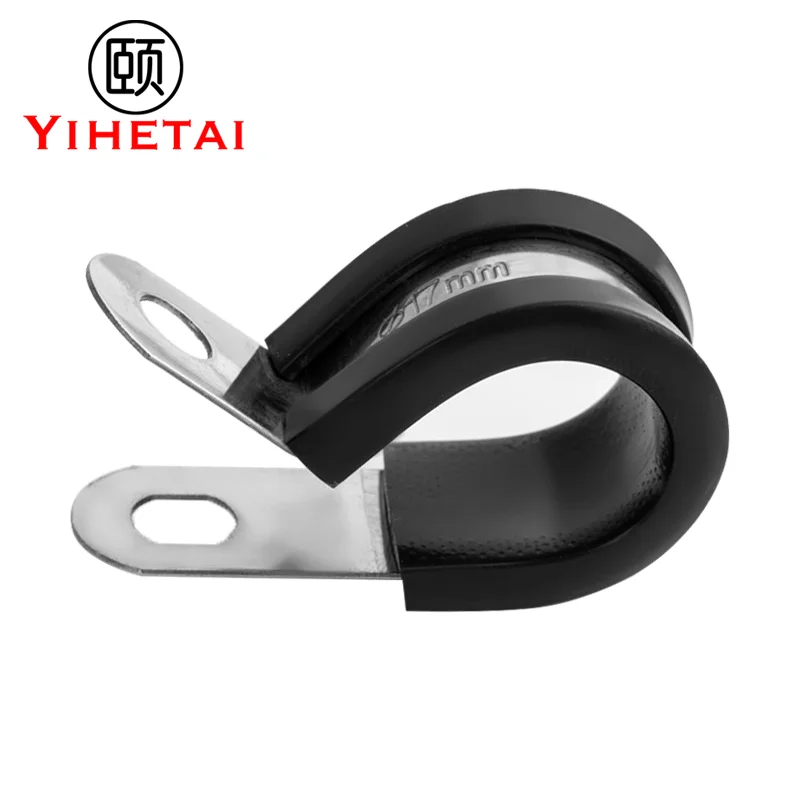 Domestic production P Type Rubber cushion clamp Rubber lined clamp with mounting hole