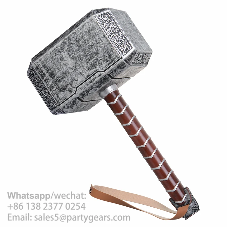 New Design Removable Kids Toy Hammer Halloween Cosplay Costume Props Accessories Pu Foam Safe Soft Thor Hammer