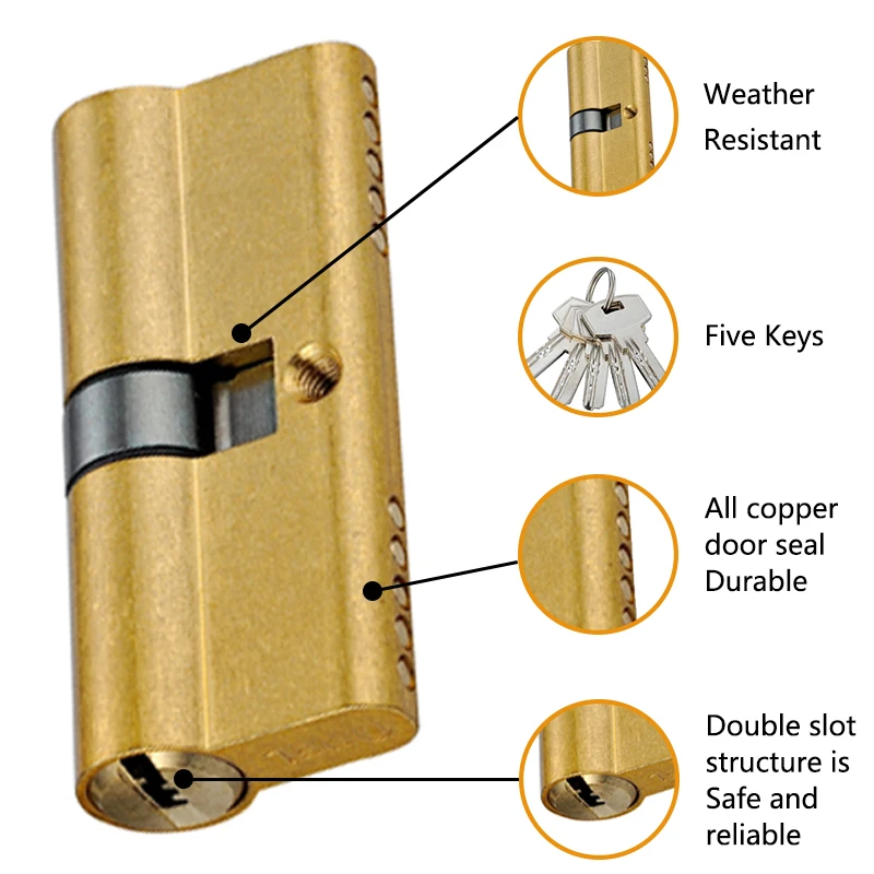 Professional Copper Padlock Euro Standard Keys Solid Brass Zink  Mortise Cylinder Main Door Lock Body Made In China