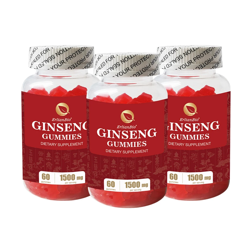 Natural Ginseng Gummies Private Label OEM/ODM Health Herbs Energy Support Red Ginseng Immunity Supplement Gummies
