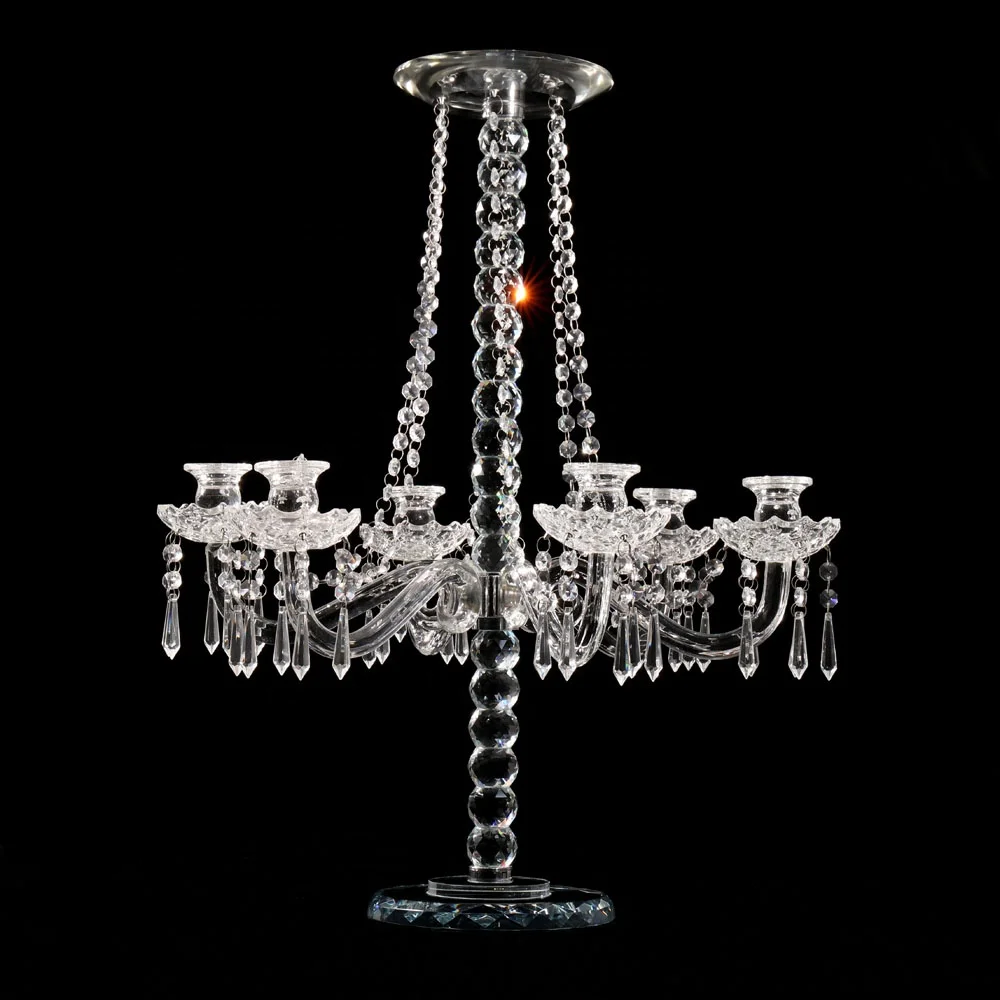 MH-Z136 7 arms flower stand crystal candelabra wedding decoration with beads curtains