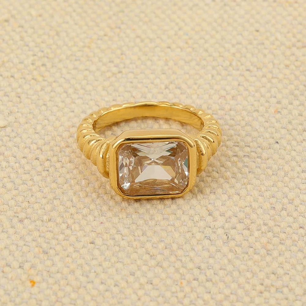 Stylish and Bold Glamour Hypoallergenic Luxurious Zircon Stainless Steel Ring Selection