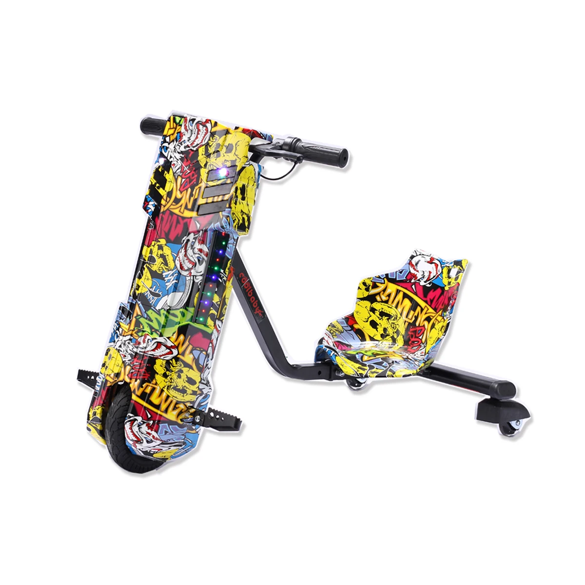 Strong Power 6.5 Inch Three Wheels Electric Drift Scooter Trike With Adjustable Frame Bluetooth Speaker For Kids And Adults