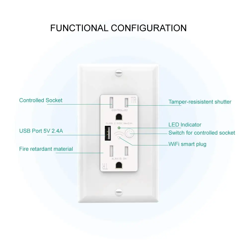Keygma Tuya Smart Switch Wall Outlet Wifi Alexa