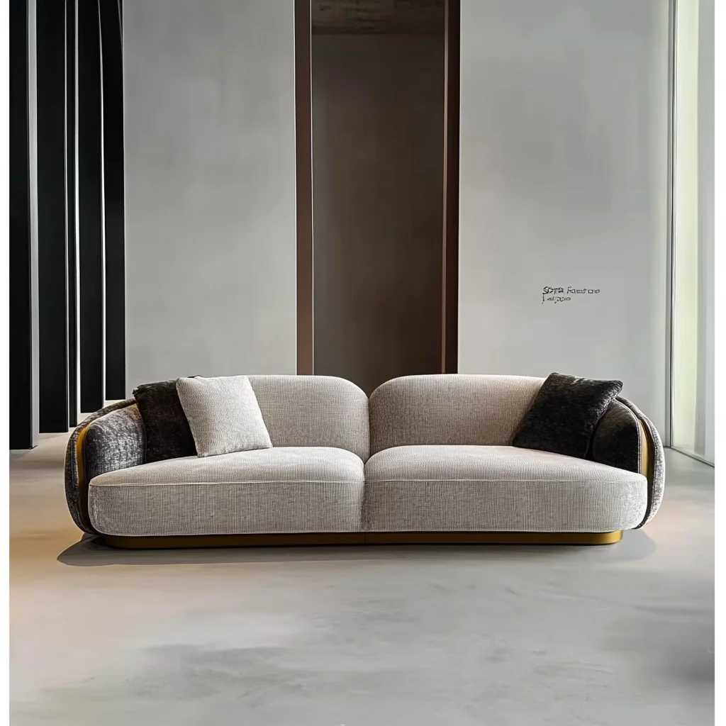 Modern Minimalist Luxury White Half Circle Designer Round Curved Couch Luxury Wood Sofa Set Dining Living Workshop Application