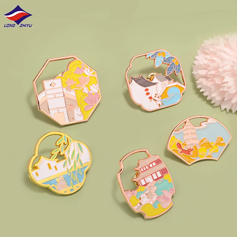 Longzhiyu 15 Years Manufacturer Custom Heart Shape Lapel Pin Badge Hard Enamel Pins Brooches Metal Crafts for Souvenirs