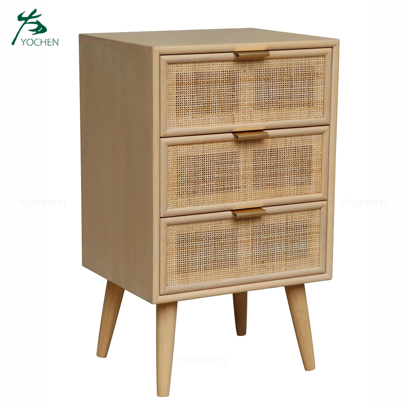 Modern Design Creative Wood Rattan Jewelry Cabinet with Mirrored Feature for Home Living Room Furniture Storage
