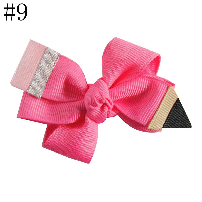3' Mini Pencil Girl Hair Bows Accessories With Clip Back To School Hair Clip Hairpins Hair Ornaments
