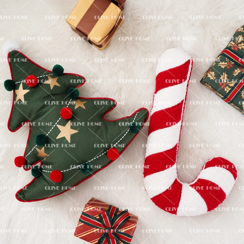 Christmas Ornaments Xmas Custom Decorative Decor Shaped Pillow Cute Tree Pillow Soft 3D Plant Shaped Cushion for Living Room
