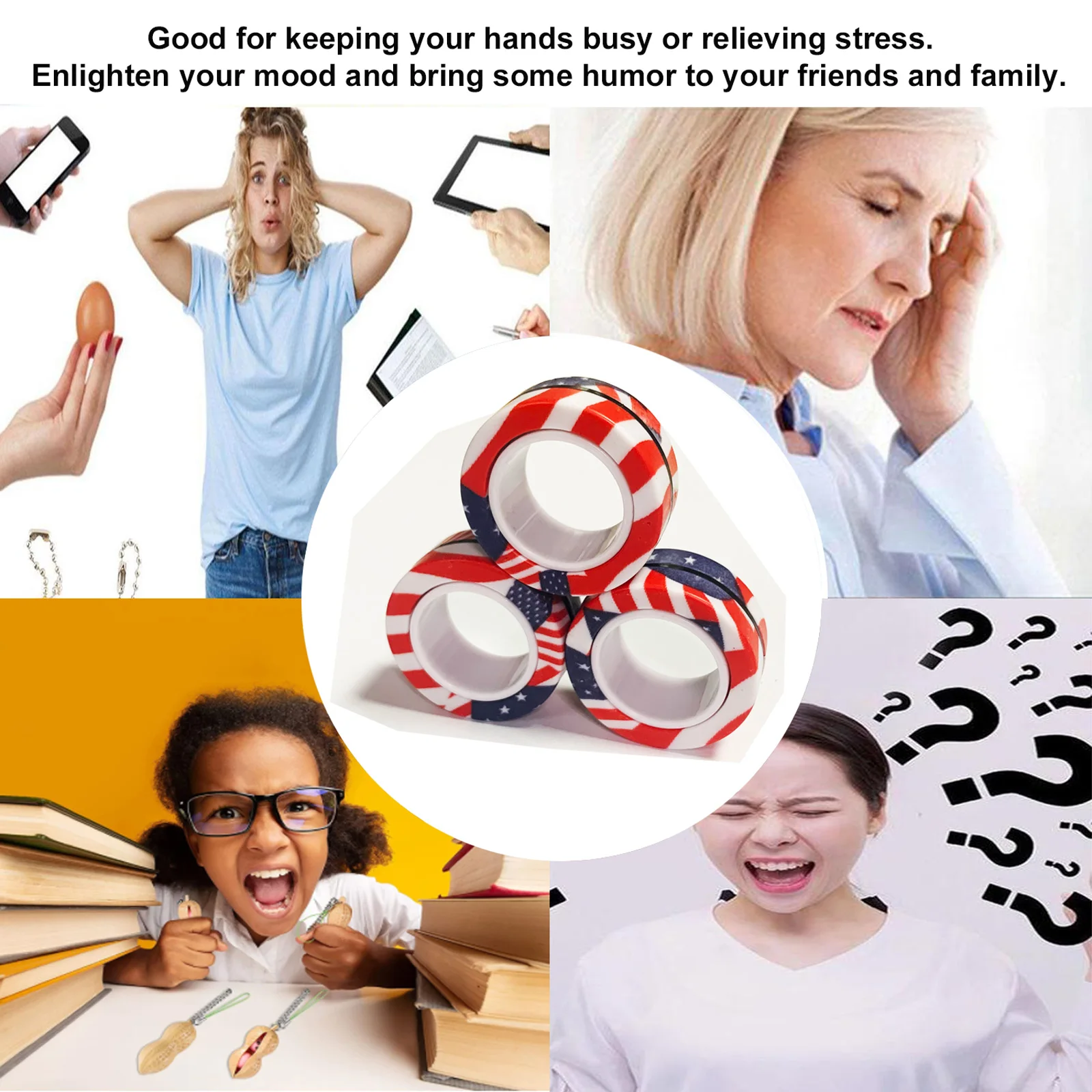 Finger Magnetic Rings Toy Decompression Fingertip Magic Gyro Toys Anxiety Disorder ADHD Stress Spinning Top Fidget Spinner Toys