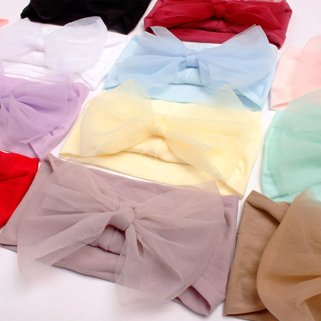Baby Hair Accessories Head Wraps Hair Band Infant Newborn Mesh Yarn Bow Headbands for Baby Girls