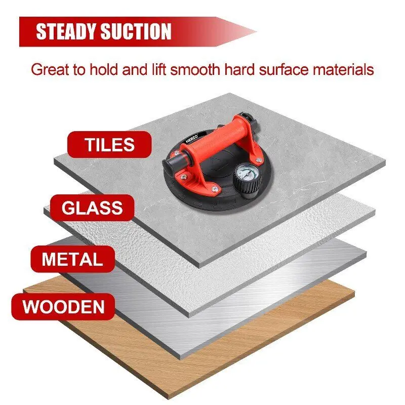 HERZO 8inch Vacuum Suction Cup for Tile Handheld Vacuum Material Lifting to Lift Large Glass Heavy Duty