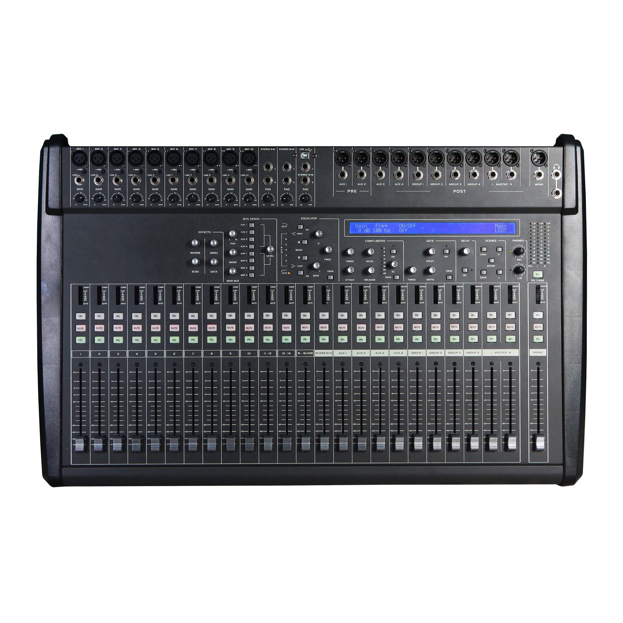 Professional 16-Channel Digital Mixing Console with  16 Mic/Line Inputs, 12 Analog Outputs for  DJ Live Performance Stage