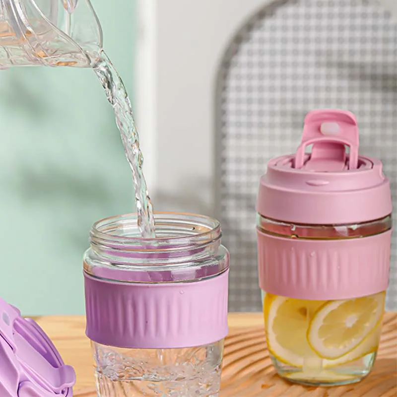 Small glass tumbler, suitable for outdoor, travel, school, office, various colors, small and beautiful