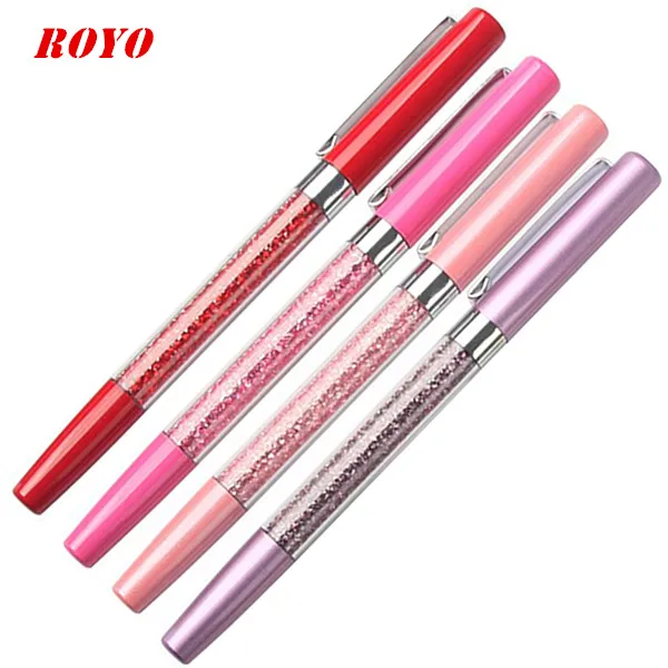 Premium Women Rhinestone Promotional Ink Gel Ballpoint Pen with Crystal metal pen Beads Colorful Pen Tube