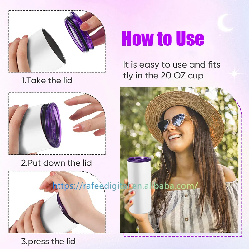 Wholesale Spill Proof Sliding Covers Splash Resistant Replacement Color Plastic Lids for 20oz 20 oz Skinny Straight Tumbler Cup