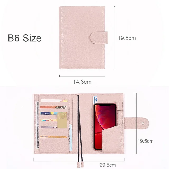 Wholesale B5 A6 School Notebooks Journal Customized Leather Note book With Card Holder