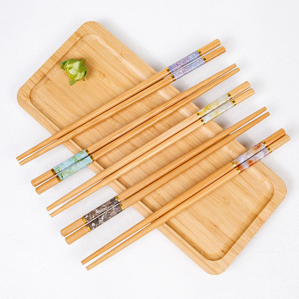 Bamboo marble sheath non-slip chopsticks