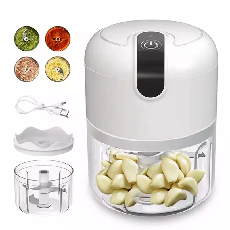 250mL Mini Garlic Chopper USB Charging Ginger Masher Machine Sturdy Durable Chili Vegetable Crusher Kitchen Tool