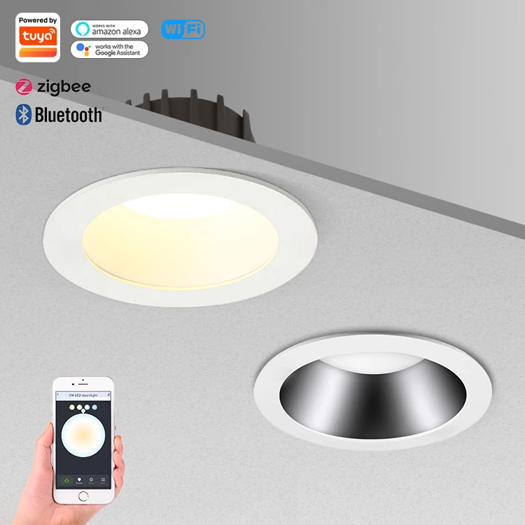 SD LuminatePro 7W-50W minimalist Design High PF flickerLess CCT Adjustable Brightness Control Tuya Zigbee SigMesh LED Downlight