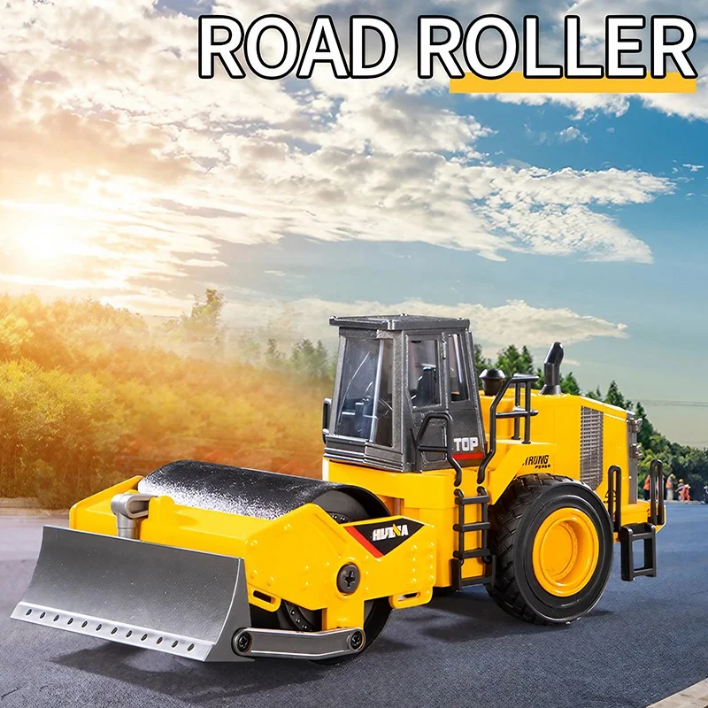 Huina 1154 1:35 Scale ABS Aluminum Alloy Metal Diecast Static Road Roller Wheel Loader Engineering Vehicle Model Toy