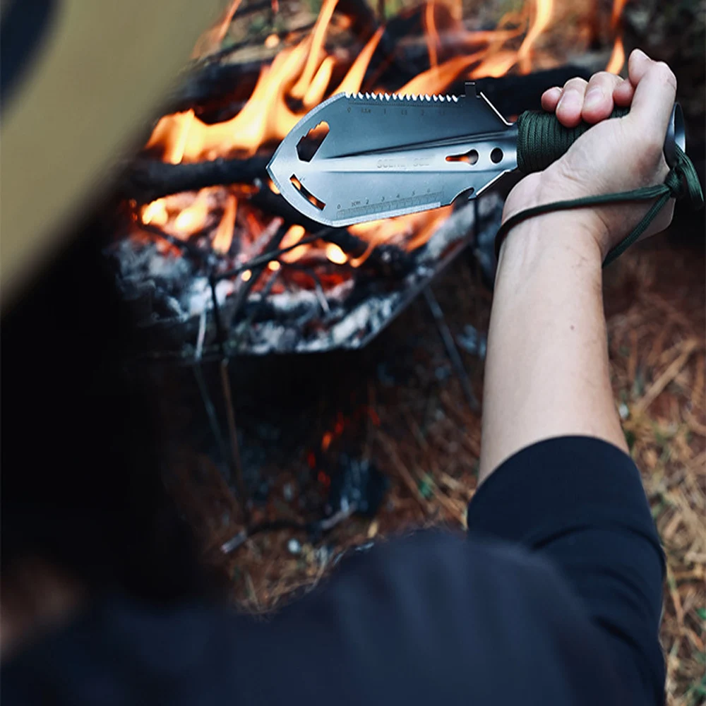 Multitool  Stainless Steel Backpacking Shovel Camping Hand Trowel With Carrying Pouch For Digging Metal Detecting Gardening