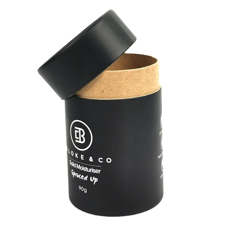 High-end Matte Black Paper Tube Custom Design Eye Cream Storage Kraft Tube Cylindrical Packaging Boxes for Coffee Mug