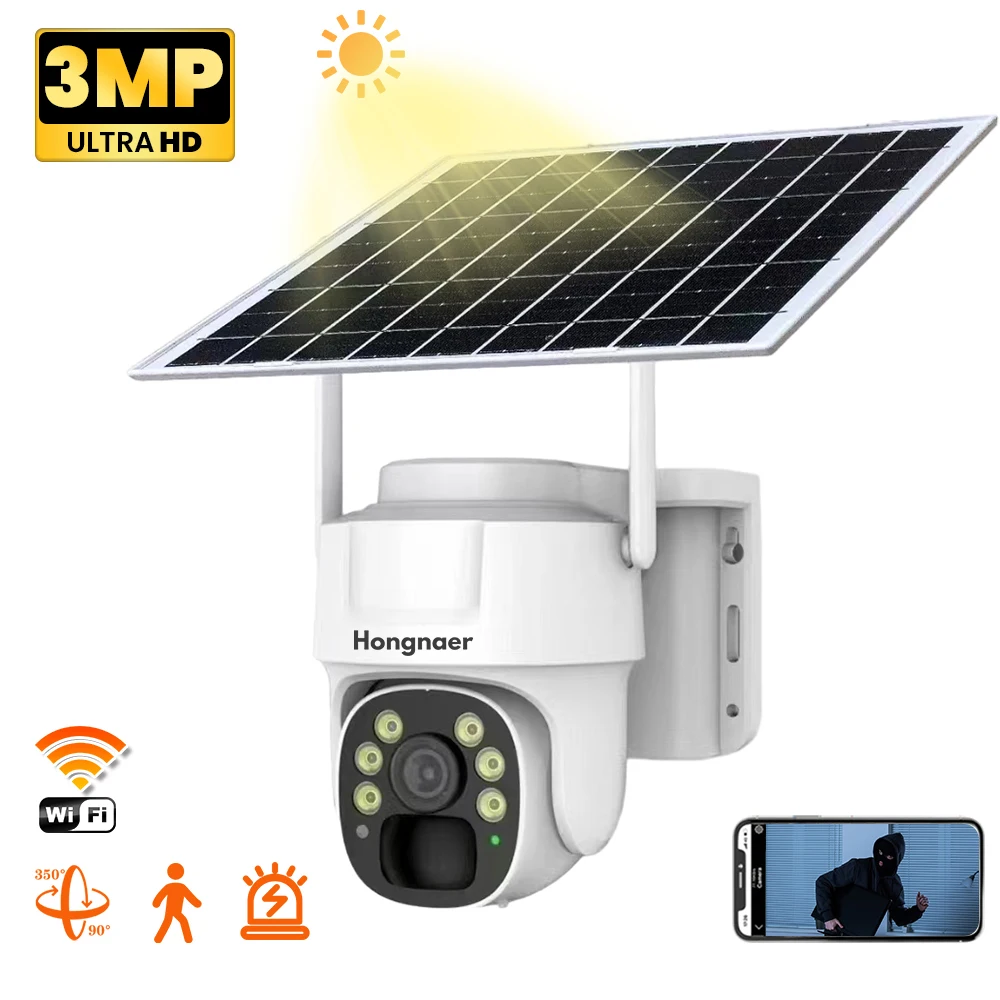 5MP Waterproof 8W Solar Panel Low Powered Wireless Battery Surveillance V380 Pro Outdoor Security WiFi Solar CCTV PTZ Camera