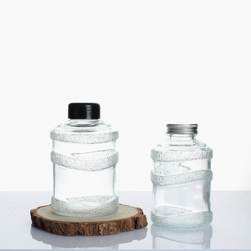 Wholesale 350ml 500ml milk glass bottle glass juice bottle beverage bottles with lids