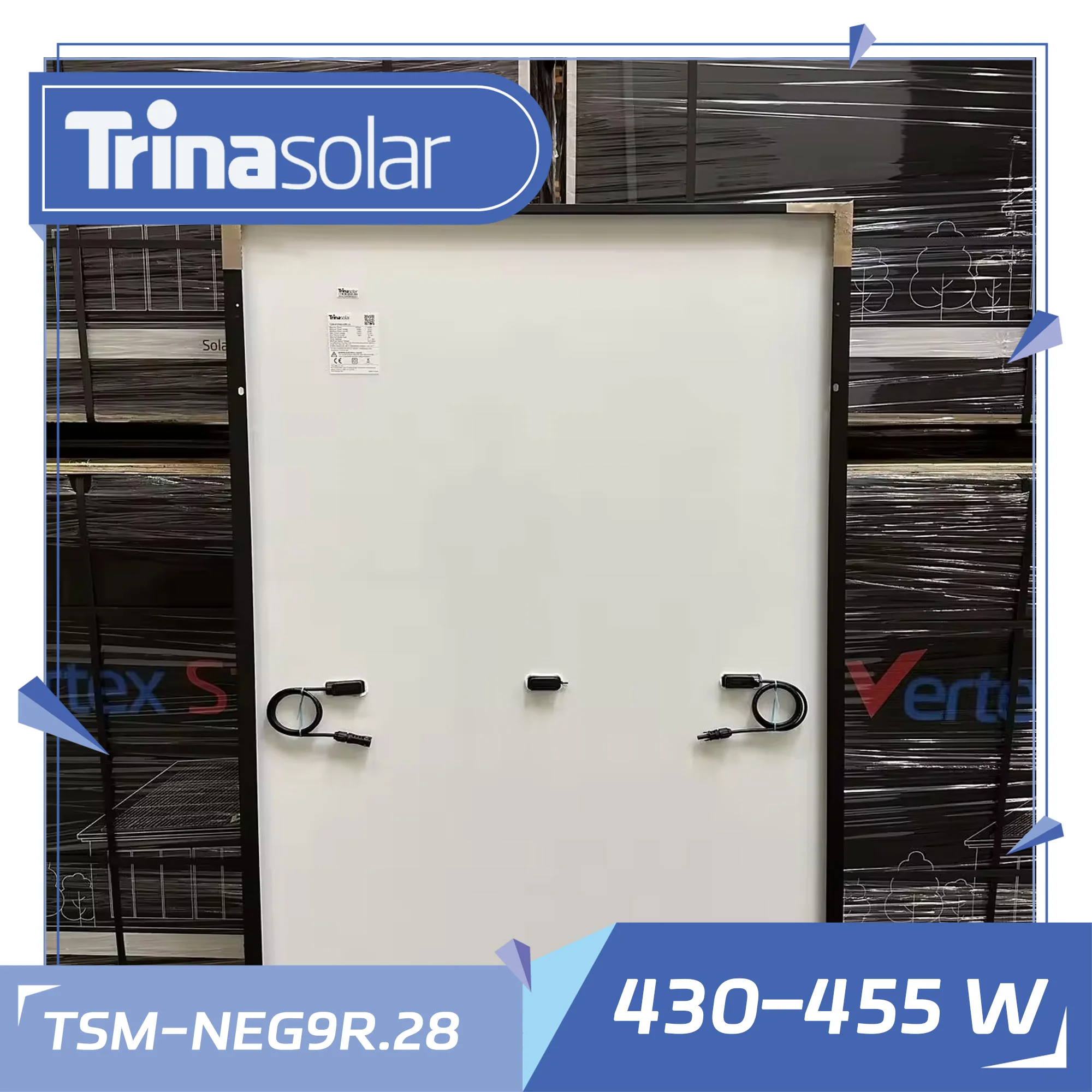 Trina VertexS+ 435W solar panel TSM-NEG9R.28 DUAL GLASS N type i-TOPCon  MODULE with Can be packed and inspected at the factory