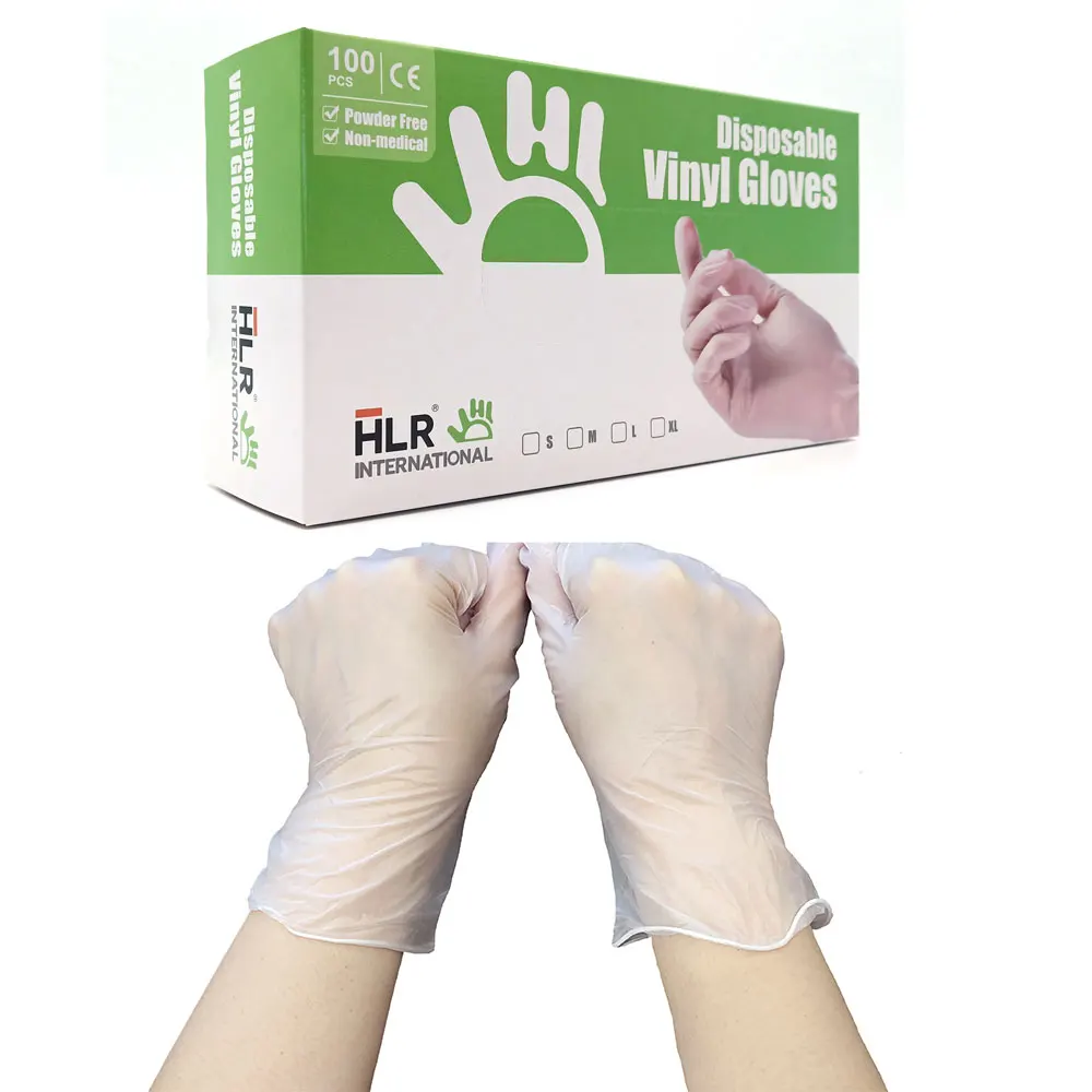 Дешевые одноразовые виниловые перчатки HLR из ПВХ