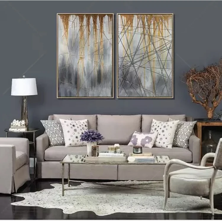 
Customize 2 pieces abstract home modern decoration art handmade oil Painting on Canvas wall art 