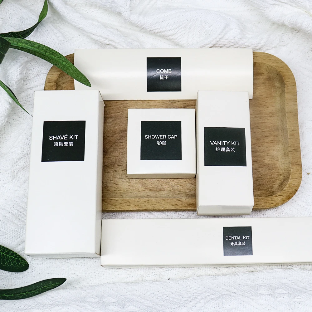 Custom Luxury OEM Disposable Biodegradable Guest Toiletries Kit Accessories Set for Hotel Amenities