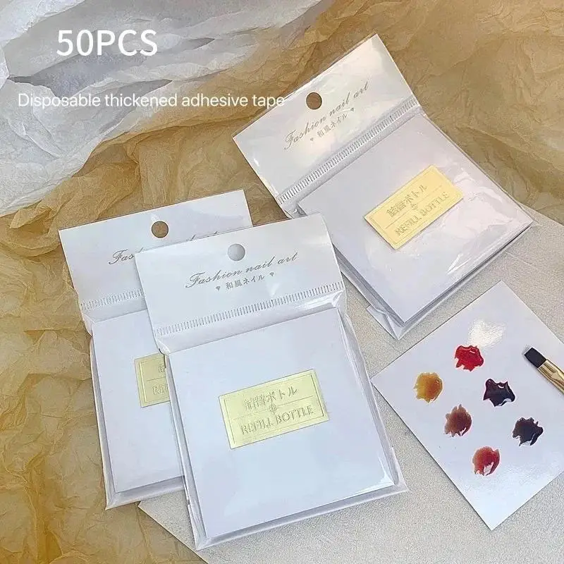 50pcs Disposable Tinting Glue Paper Terable Nail Toning Palettes Nail Polish Color Mixing Tray Waterproof Paper Display Board