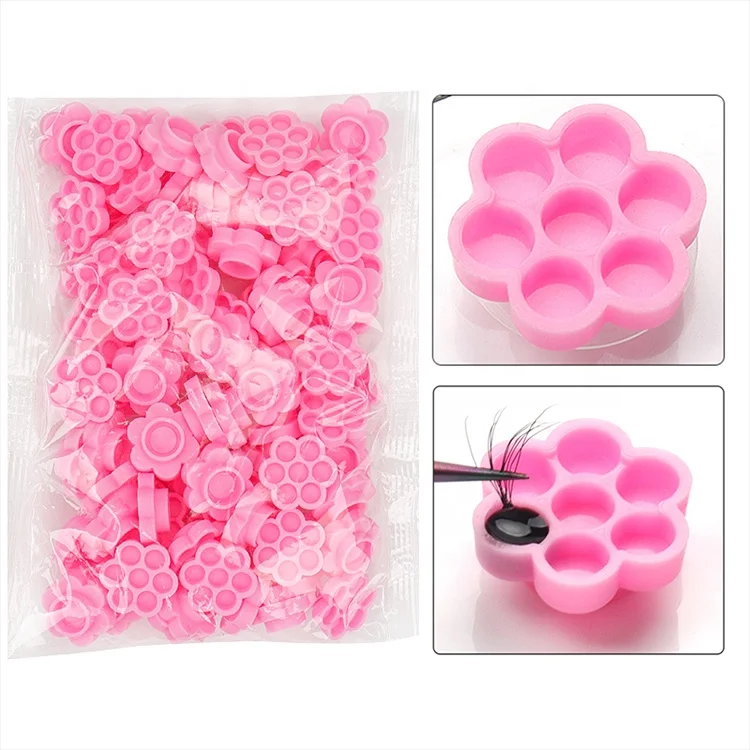 Wholesale Price Disposable Private Pink Glue Holder Pallet Eyelash Extension Adhesive Gasket