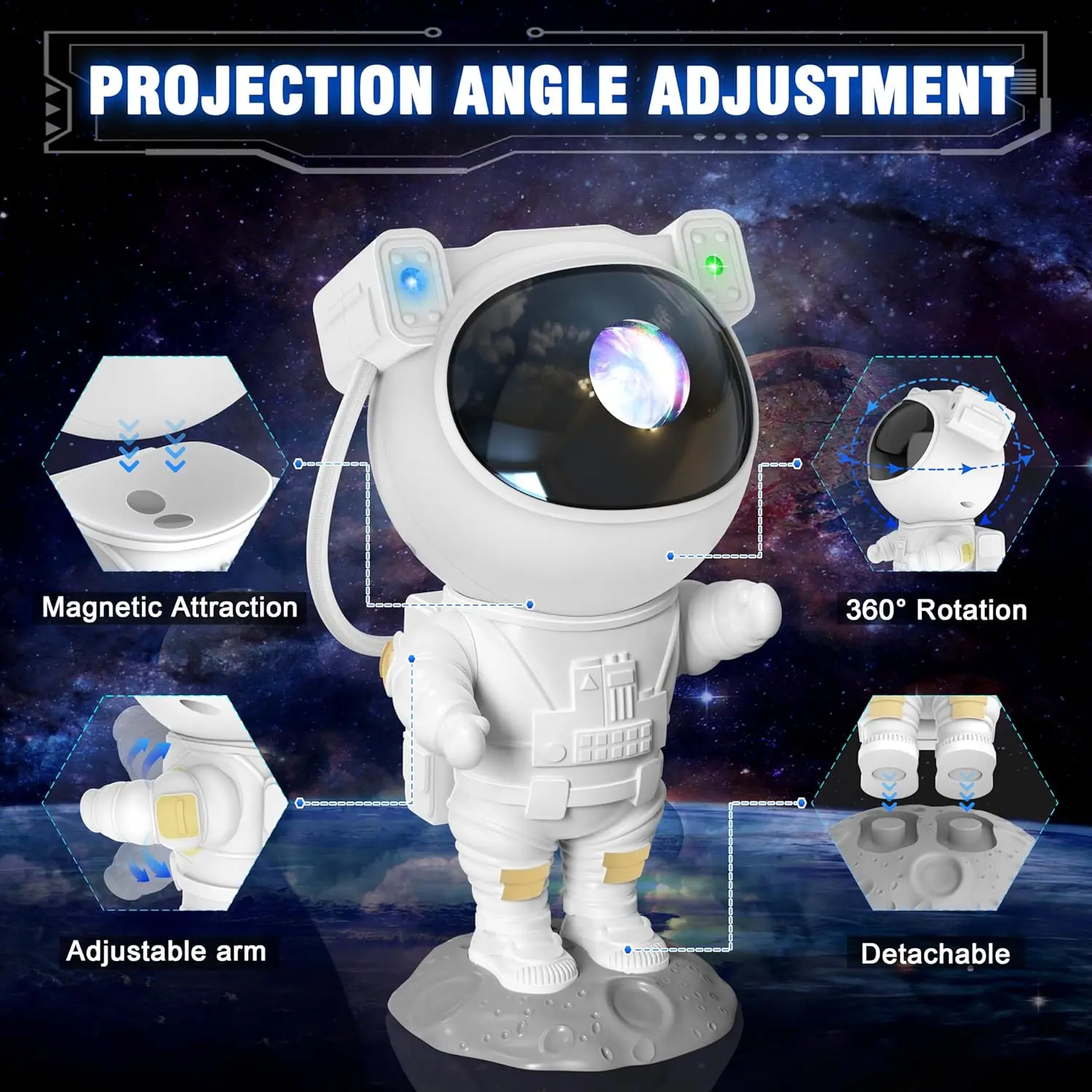 Space Astronaut Projector Lamp Bedroom Laser Projection Ambient Light Remote Control Timer Star Projector Light
