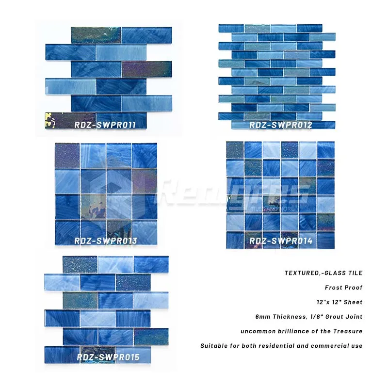 Villa Modern Design Pattern Mix Blue Ocean Glass Mosaic For Surface Shining Swimming Pool Tile
