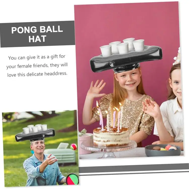 Custom New Design En71 Pvc Inflatable Cup Holder And Six Holes Inflatable Pong Hat