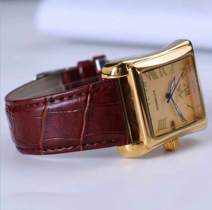 New SEWOR Top Brand Luxury Rectangular Men Watches Automatic Mechanical Watch Roman Display Antique Clock Relogio Wrist Watch